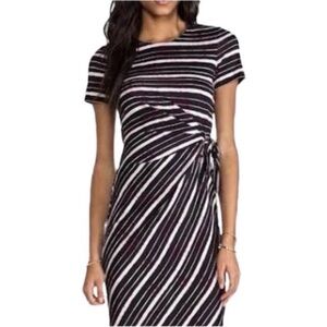 NWOT Diane Von Furstenberg Brie Dress Multicolor Striped Silk Tie Waist Sz 4